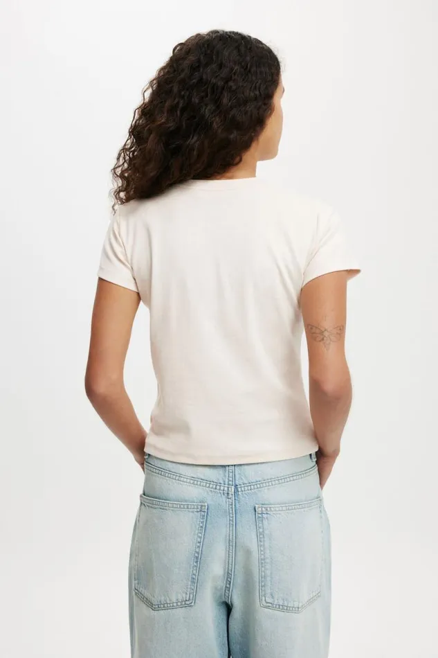 90S Baby Tee Flossy Pink Women Cotton On Tops