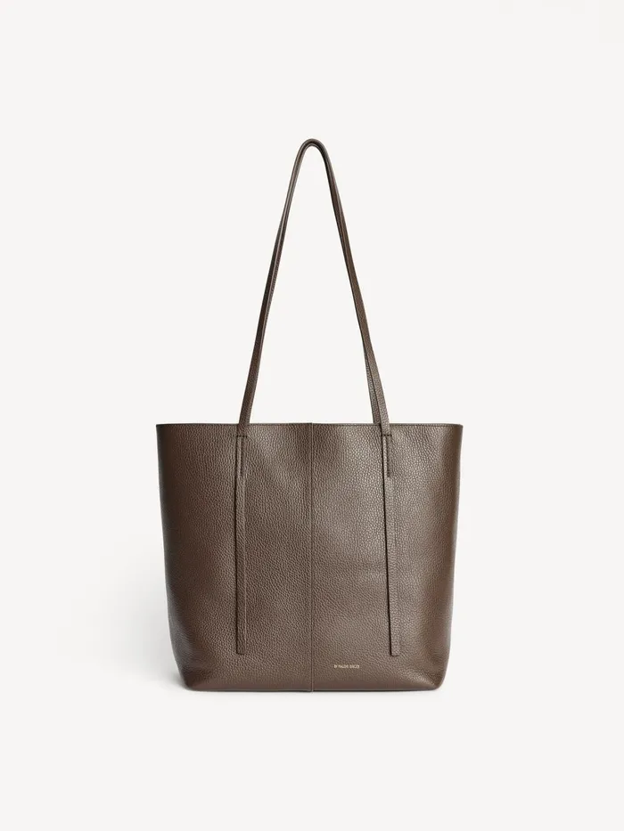 Abilso Leather Tote Bag Coffee Bean Women By Malene Birger Bags