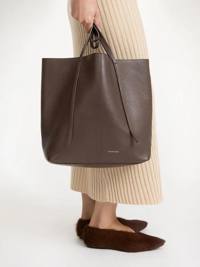 Abilso Leather Tote Bag Coffee Bean Women By Malene Birger Bags