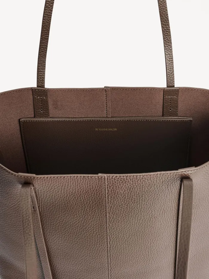 Abilso Leather Tote Bag Coffee Bean Women By Malene Birger Bags