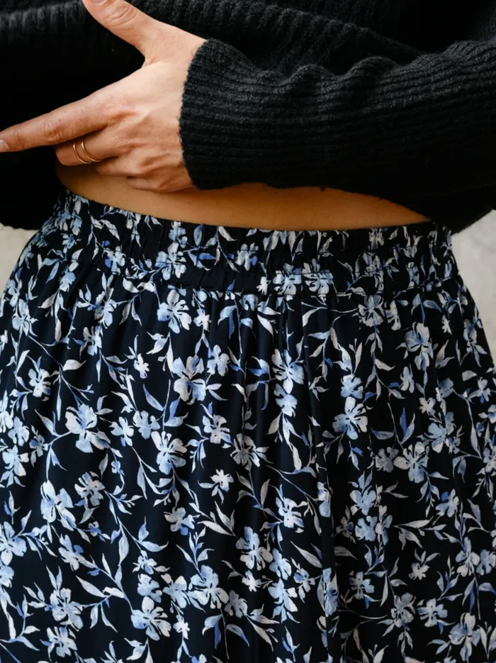 Able Skirts Women Catherine Maxi Flounce Skirt Blue Floral