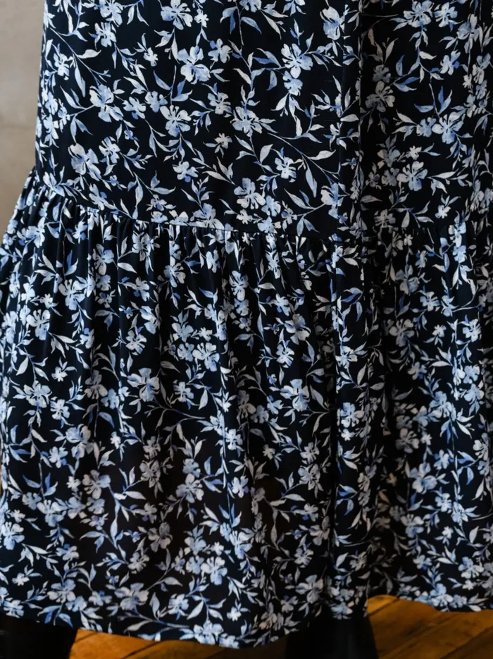 Able Skirts Women Catherine Maxi Flounce Skirt Blue Floral