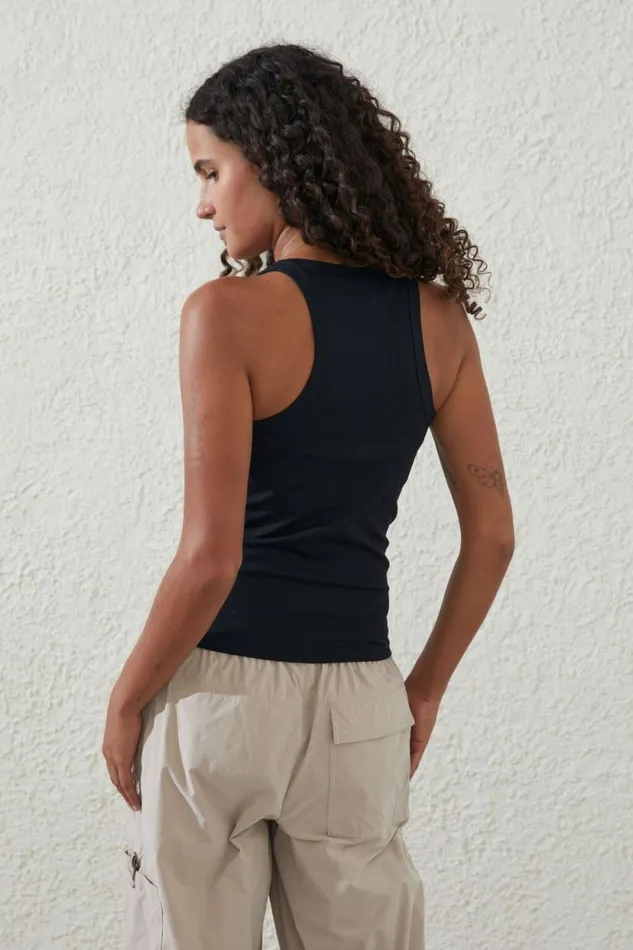 Active Rib Thin Racer Tank Black Women Cotton On Tops Active Rib Thin Racer Tank Black Women Cotton On Tops