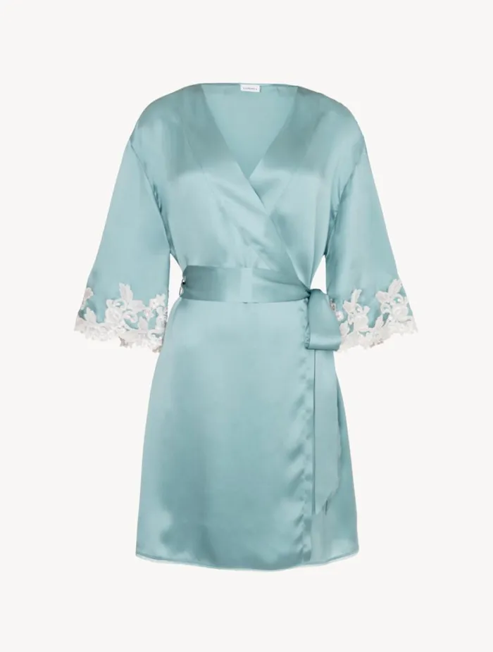 Almond Silk Short Robe With Frastaglio Sleepwear La Perla Robes