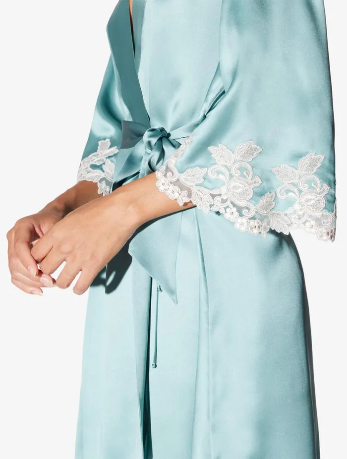 Almond Silk Short Robe With Frastaglio Sleepwear La Perla Robes