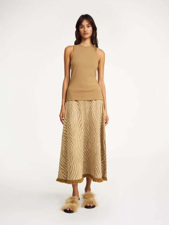Amani Organic Cotton Tank Top Light Brown Women By Malene Birger Tops and Blouses