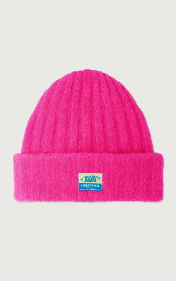 American Vintage Beanies and Caps WomenMen Beanie Vitow Neon Pink Melange American Vintage Beanies and Caps WomenMen Beanie Vitow Neon Pink Melange