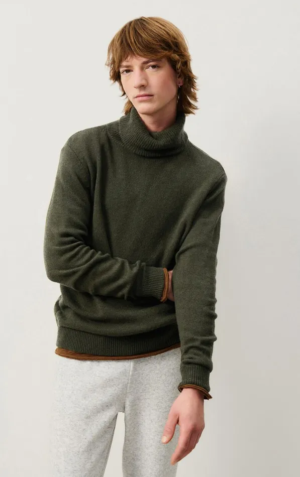 American Vintage Jumpers and Cardigans Men Jumper Falyday Seaweed Black Melange American Vintage Jumpers and Cardigans Men Jumper Falyday Seaweed Black Melange
