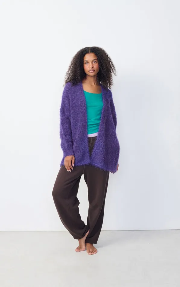 American Vintage Jumpers and Cardigans Women Cardigan Bymi Purple Melange American Vintage Jumpers and Cardigans Women Cardigan Bymi Purple Melange
