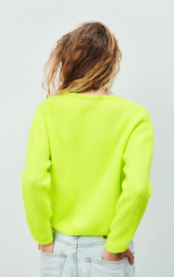 American Vintage Jumpers and Cardigans Women Cardigan Vitow Fluorescent Yellow Melange American Vintage Jumpers and Cardigans Women Cardigan Vitow Fluorescent Yellow Melange