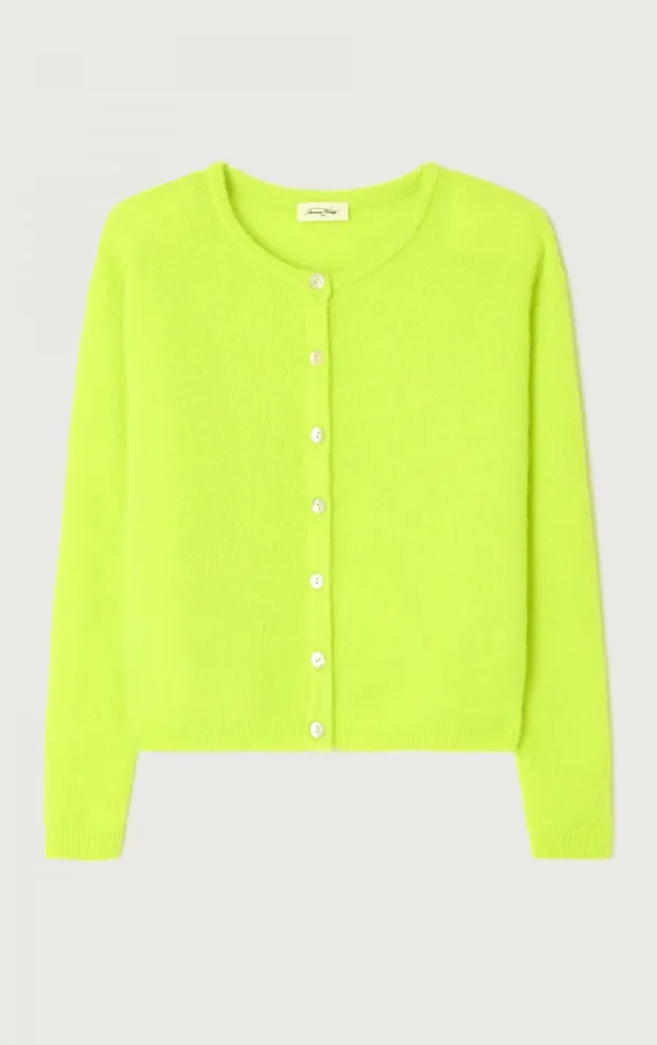 American Vintage Jumpers and Cardigans Women Cardigan Vitow Fluorescent Yellow Melange American Vintage Jumpers and Cardigans Women Cardigan Vitow Fluorescent Yellow Melange
