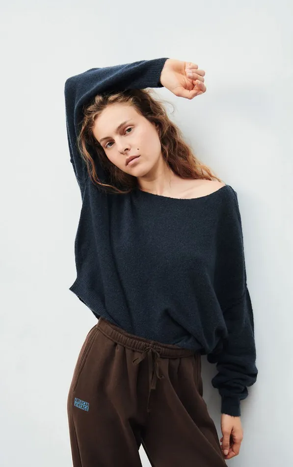 American Vintage Jumpers and Cardigans Women Jumper Damsville Navy Blue Black Melange American Vintage Jumpers and Cardigans Women Jumper Damsville Navy Blue Black Melange