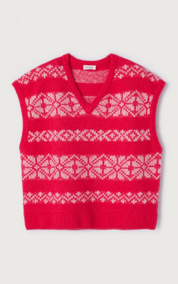 American Vintage Jumpers and Cardigans Women Jumper Gylson Fuchsia Jacquard Ecru American Vintage Jumpers and Cardigans Women Jumper Gylson Fuchsia Jacquard Ecru