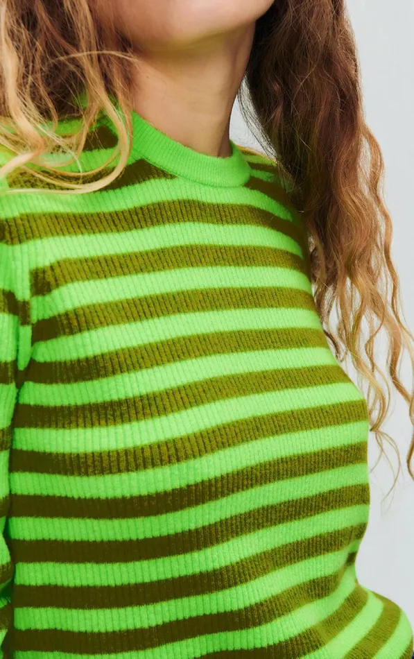 American Vintage Jumpers and Cardigans Women Jumper Raxow Fluo Green Striped Chameleon Melange American Vintage Jumpers and Cardigans Women Jumper Raxow Fluo Green Striped Chameleon Melange