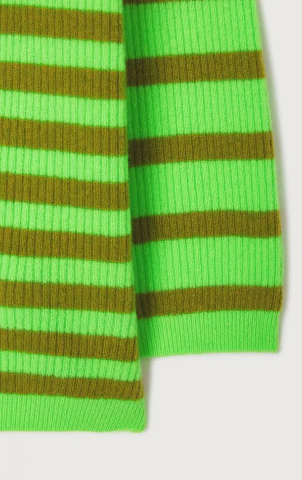 American Vintage Jumpers and Cardigans Women Jumper Raxow Fluo Green Striped Chameleon Melange American Vintage Jumpers and Cardigans Women Jumper Raxow Fluo Green Striped Chameleon Melange