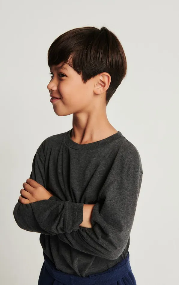 American Vintage Long Sleeve TShirts Kids TShirt Gamipy Melange Charcoal American Vintage Long Sleeve TShirts Kids TShirt Gamipy Melange Charcoal