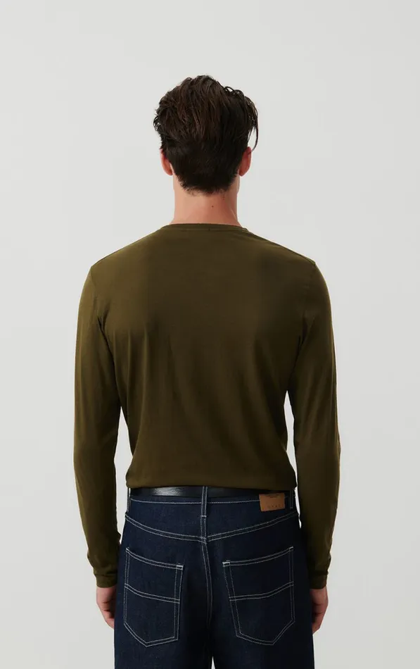 American Vintage Long Sleeve TShirts Men TShirt Decatur Khaki American Vintage Long Sleeve TShirts Men TShirt Decatur Khaki