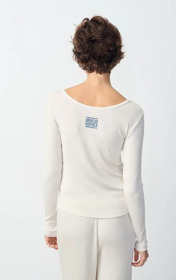 American Vintage Long Sleeve TShirts Women TShirt Azyro Cream American Vintage Long Sleeve TShirts Women TShirt Azyro Cream