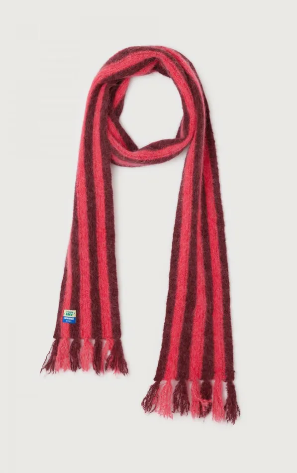 American Vintage Scarves And Shawls WomenMen Scarf Bymi Burgundy And Hortensia Striped American Vintage Scarves And Shawls WomenMen Scarf Bymi Burgundy And Hortensia Striped