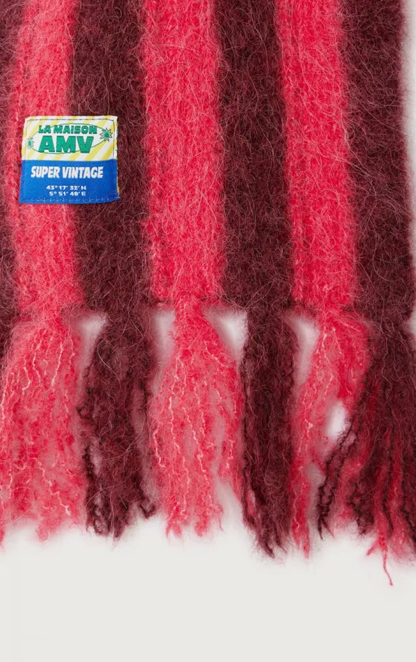 American Vintage Scarves And Shawls WomenMen Scarf Bymi Burgundy And Hortensia Striped American Vintage Scarves And Shawls WomenMen Scarf Bymi Burgundy And Hortensia Striped