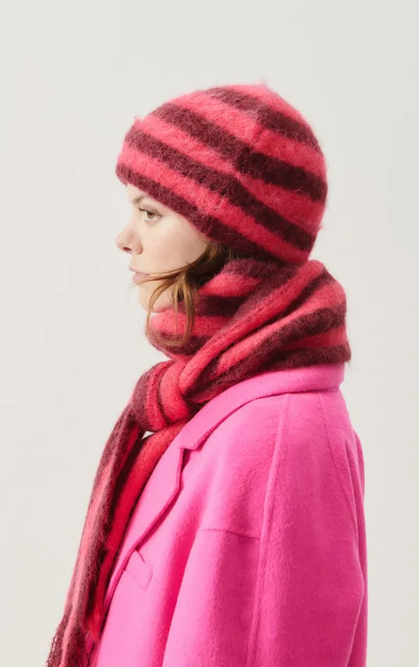 American Vintage Scarves And Shawls WomenMen Scarf Bymi Burgundy And Hortensia Striped American Vintage Scarves And Shawls WomenMen Scarf Bymi Burgundy And Hortensia Striped