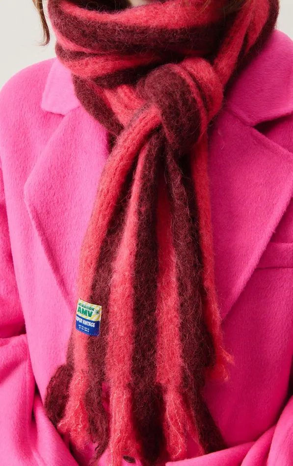 American Vintage Scarves And Shawls WomenMen Scarf Bymi Burgundy And Hortensia Striped American Vintage Scarves And Shawls WomenMen Scarf Bymi Burgundy And Hortensia Striped