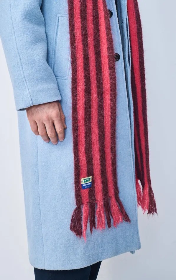American Vintage Scarves And Shawls WomenMen Scarf Bymi Burgundy And Hortensia Striped American Vintage Scarves And Shawls WomenMen Scarf Bymi Burgundy And Hortensia Striped