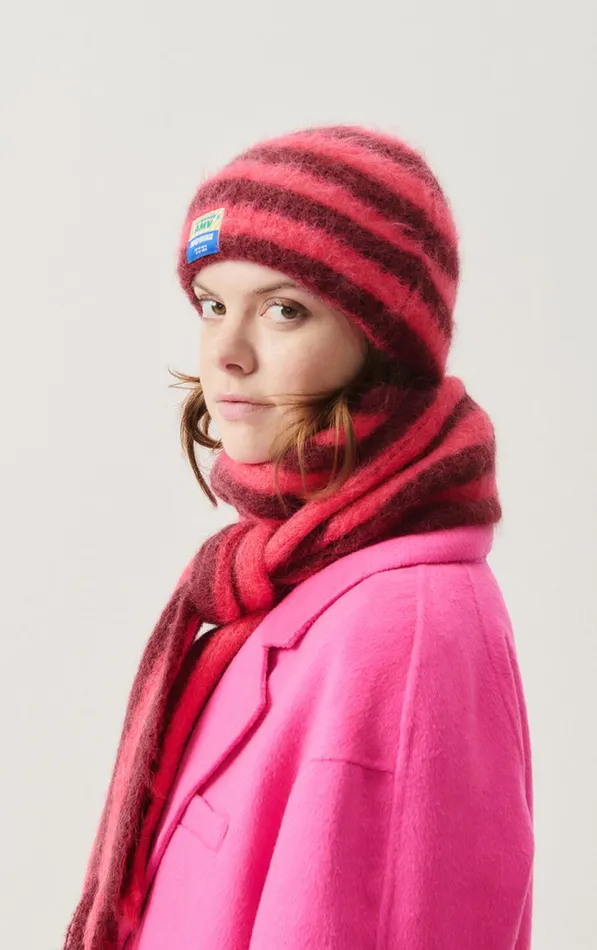 American Vintage Scarves And Shawls WomenMen Scarf Bymi Burgundy And Hortensia Striped American Vintage Scarves And Shawls WomenMen Scarf Bymi Burgundy And Hortensia Striped
