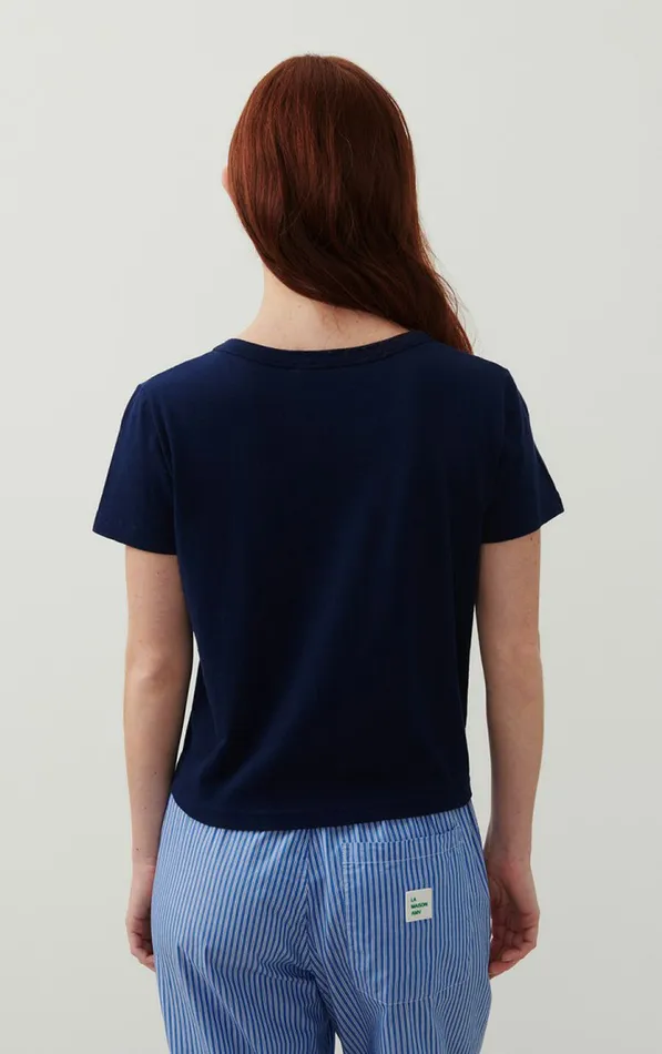 American Vintage Short Sleeve TShirts Women TShirt Gamipy Navy American Vintage Short Sleeve TShirts Women TShirt Gamipy Navy