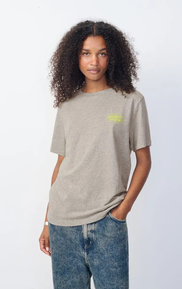 American Vintage Short Sleeve TShirts Women TShirt Ykobow Heather Grey Print Yellow American Vintage Short Sleeve TShirts Women TShirt Ykobow Heather Grey Print Yellow
