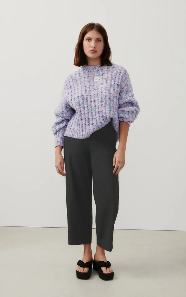 American Vintage Trousers Women Trousers Kabird Melange Charcoal American Vintage Trousers Women Trousers Kabird Melange Charcoal