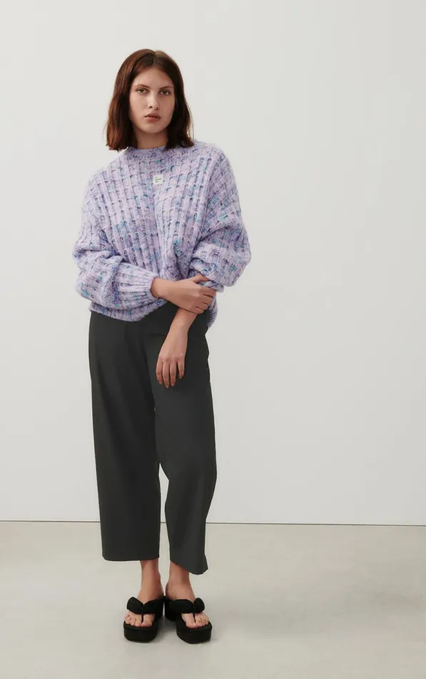 American Vintage Trousers Women Trousers Kabird Melange Charcoal American Vintage Trousers Women Trousers Kabird Melange Charcoal