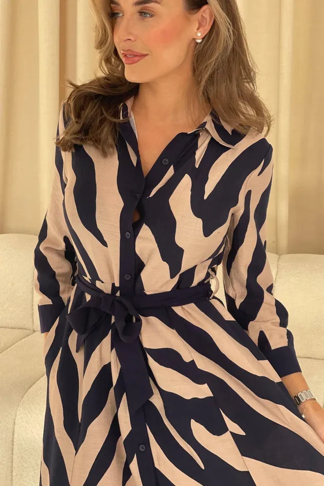 Angela Navy Animal Shirt Maxi Dress Women Girl In Mind Maxi Dresses