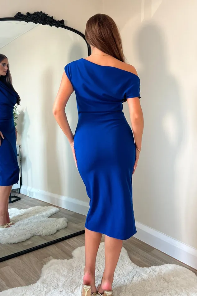 Ariana Asymmetric Midi Dress Royal Blue Women Girl In Mind Bodycon Dresses