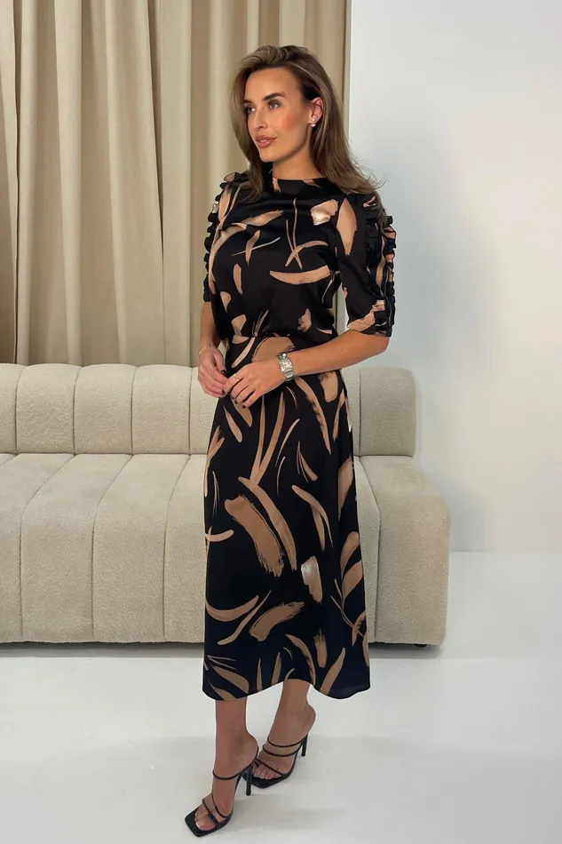 Asher Abstract Print Frill Sleeve Top Women Girl In Mind Tops and Bodysuits