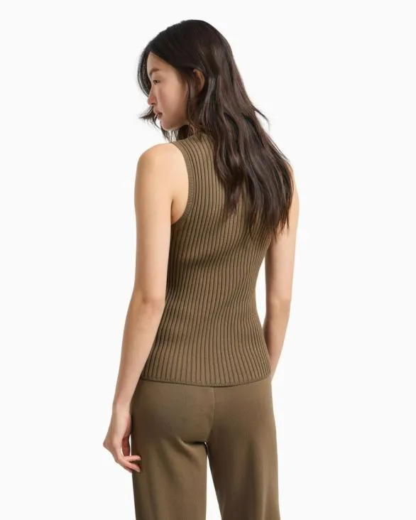 ASV Contrast Detail Top Brown Women Armani Knitwear ASV Contrast Detail Top Brown Women Armani Knitwear