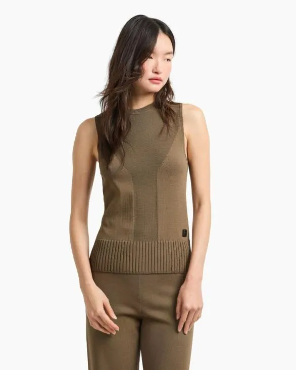 ASV Contrast Detail Top Brown Women Armani Knitwear ASV Contrast Detail Top Brown Women Armani Knitwear