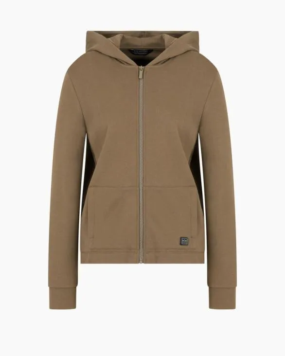 ASV Organic Cotton Blend ZipUp Hoodie Brown Women Armani Matching Sets