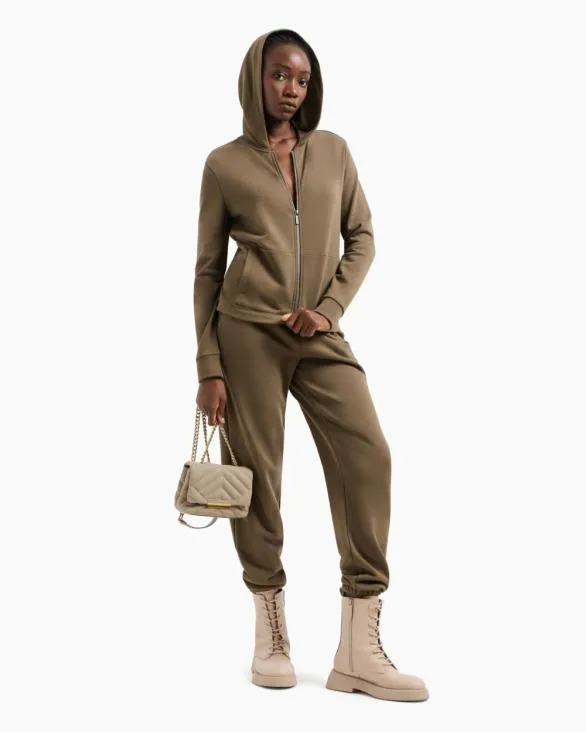 ASV Organic Cotton Blend ZipUp Hoodie Brown Women Armani Matching Sets ASV Organic Cotton Blend ZipUp Hoodie Brown Women Armani Matching Sets