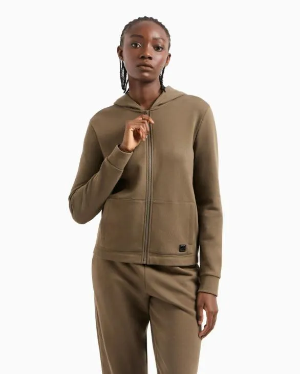 ASV Organic Cotton Blend ZipUp Hoodie Brown Women Armani Matching Sets ASV Organic Cotton Blend ZipUp Hoodie Brown Women Armani Matching Sets