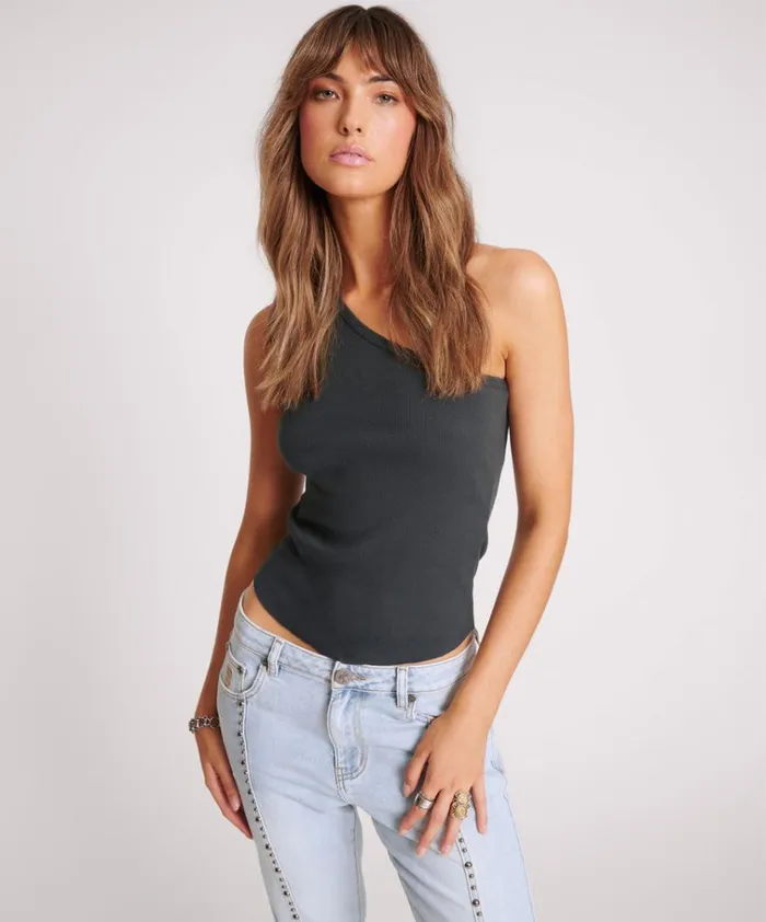 ASYMMETRICAL RIB TANK TOP Women One Teaspoon Tops