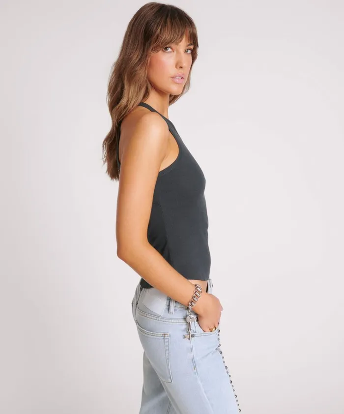 ASYMMETRICAL RIB TANK TOP Women One Teaspoon Tops ASYMMETRICAL RIB TANK TOP Women One Teaspoon Tops