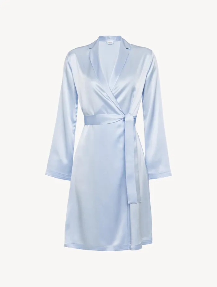 Azure Silk Short Robe Sleepwear La Perla Robes