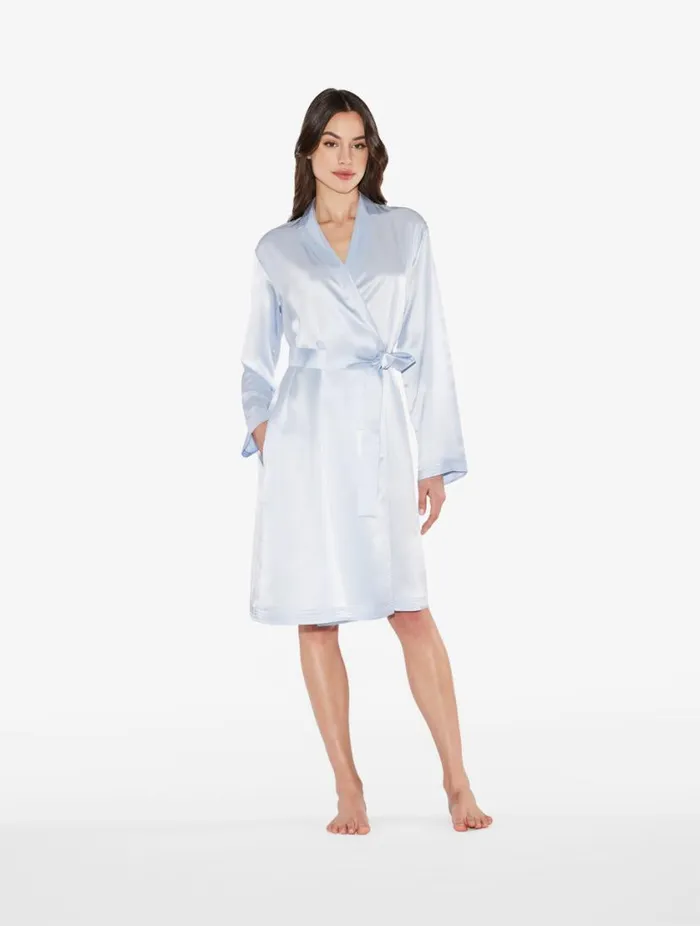 Azure Silk Short Robe Sleepwear La Perla Robes