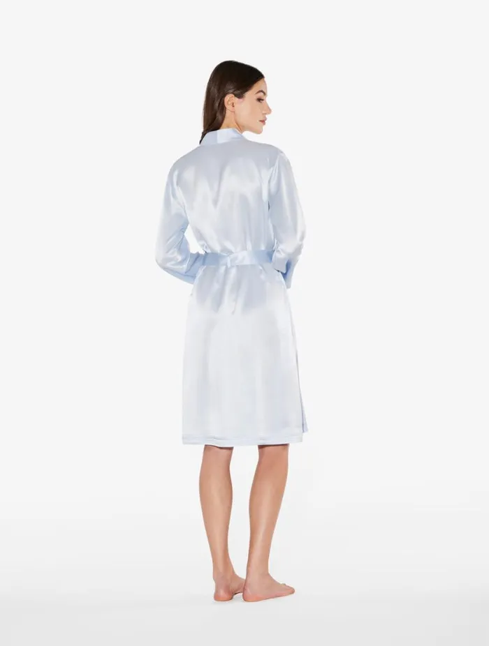 Azure Silk Short Robe Sleepwear La Perla Robes
