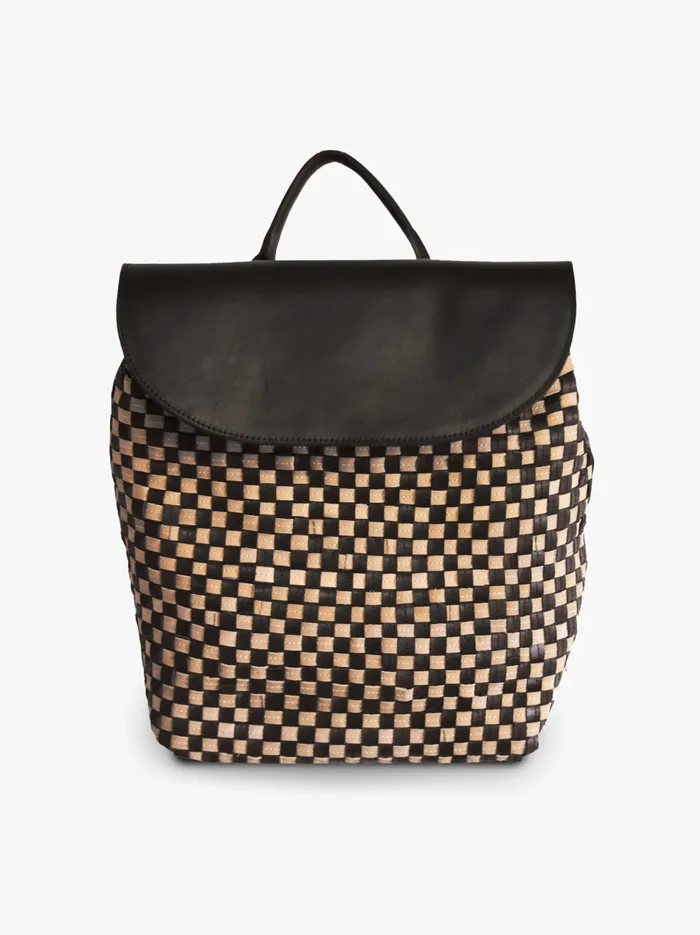 Backpacks Women Able Elsa Basketweave Backpack BlackTan