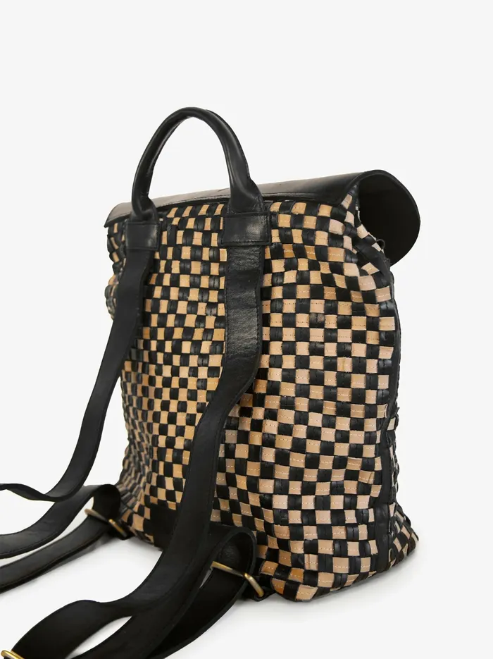 Backpacks Women Able Elsa Basketweave Backpack BlackTan
