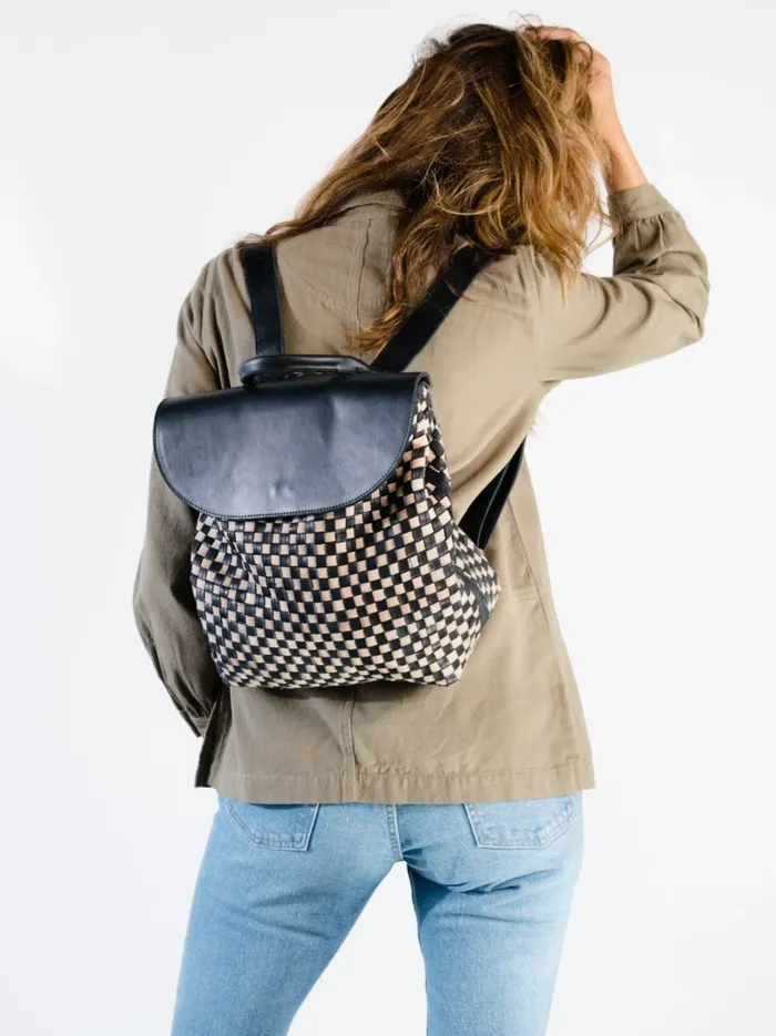 Backpacks Women Able Elsa Basketweave Backpack BlackTan
