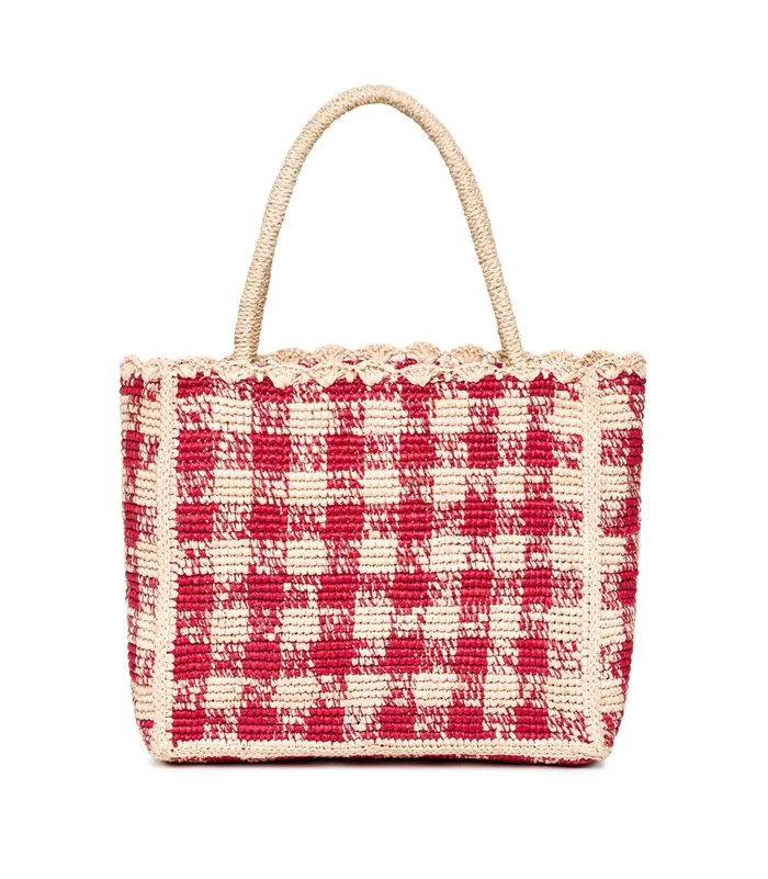 Bags Women DEN Petite Mathilde Bag Red Gingham Raffia