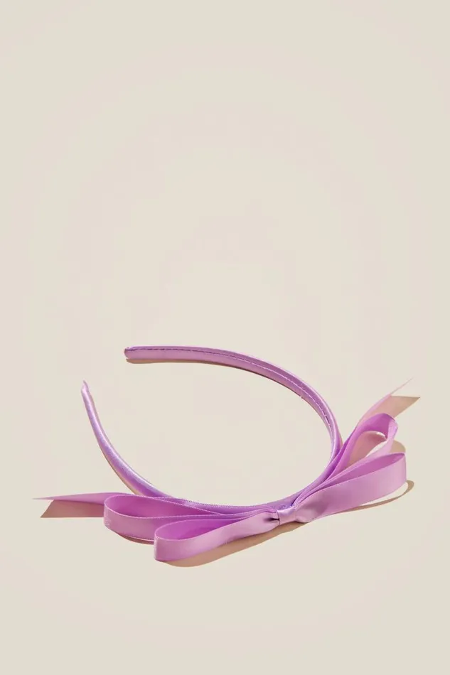 Bailee Bow Headband Lilac Dropsatin Girls Cotton On Hair Accessories Bailee Bow Headband Lilac Dropsatin Girls Cotton On Hair Accessories